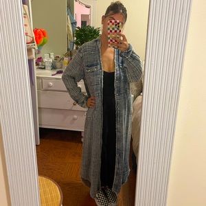 Free people duster, NWT, distressed blue, size XS